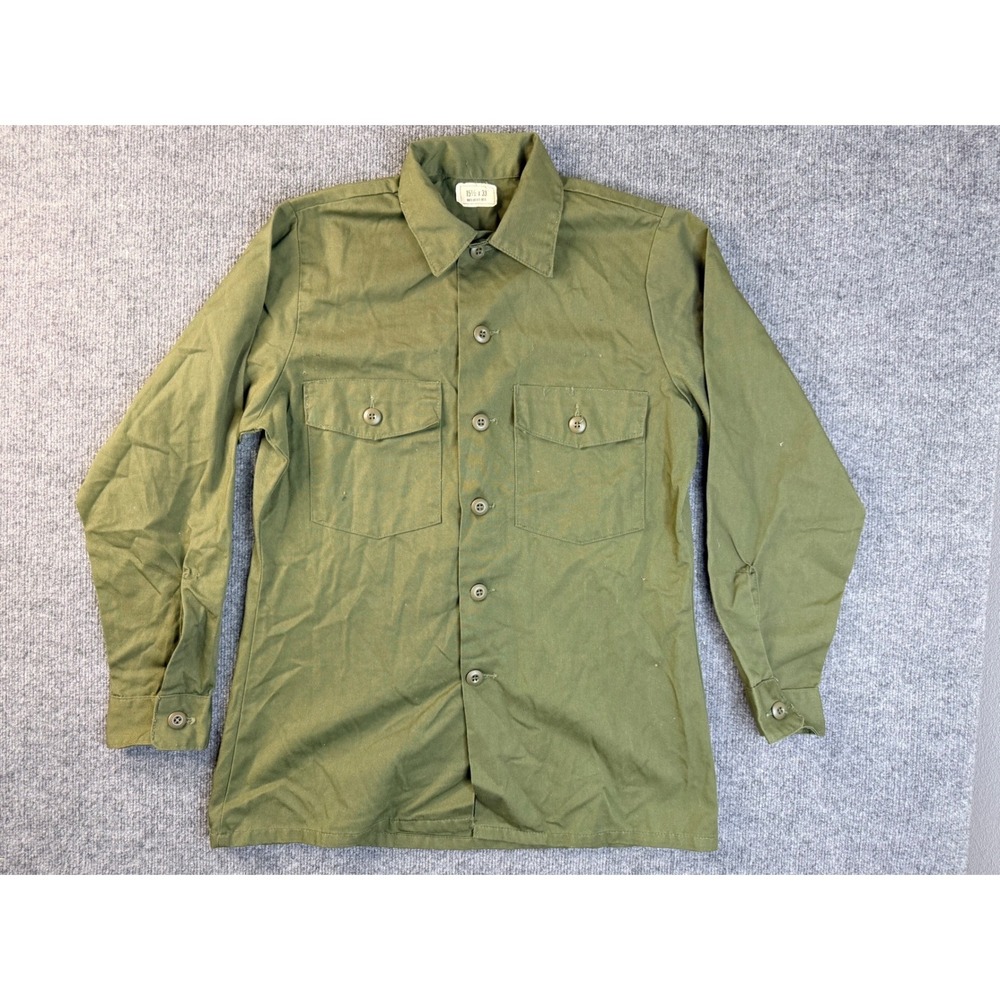 Vintage Military OG-507 Utility Shirt Mens 15.5x33 Green Workwear Shacket Jacket